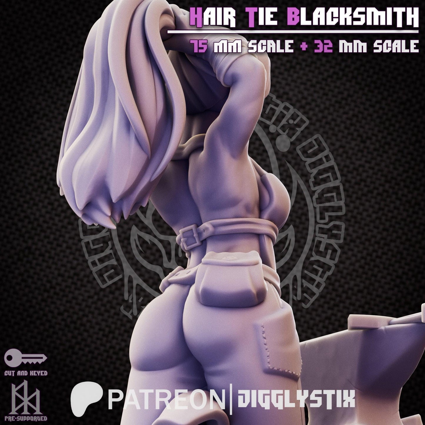 Hair Tie Blacksmith Miniature - by Jigglystix