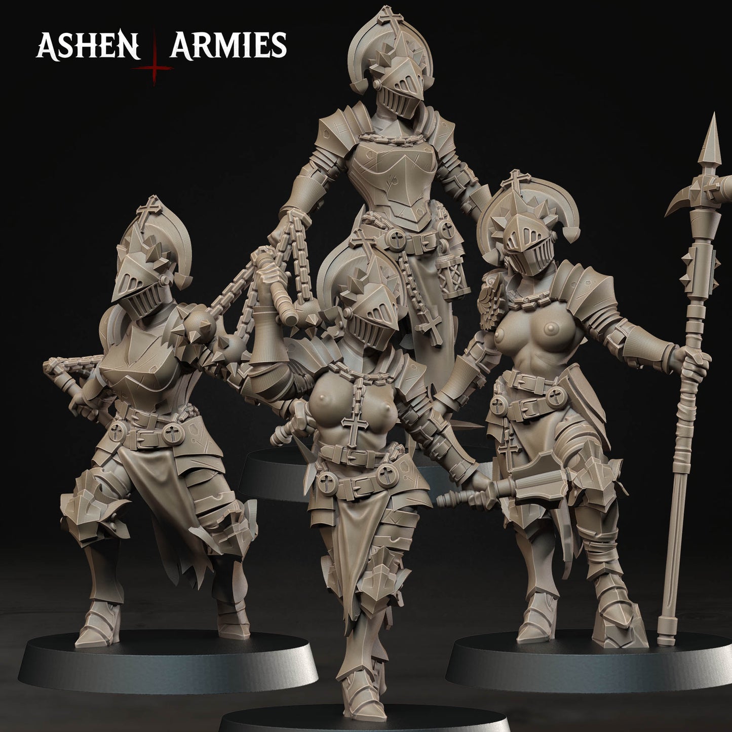 Bleeding Procession Stigmatic Nun Miniatures - Ashen Armies by Bite the Bullet