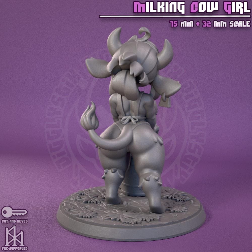 Cow Girl Milking Miniature - by Jigglystix