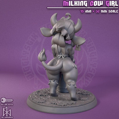Cow Girl Milking Miniature - by Jigglystix