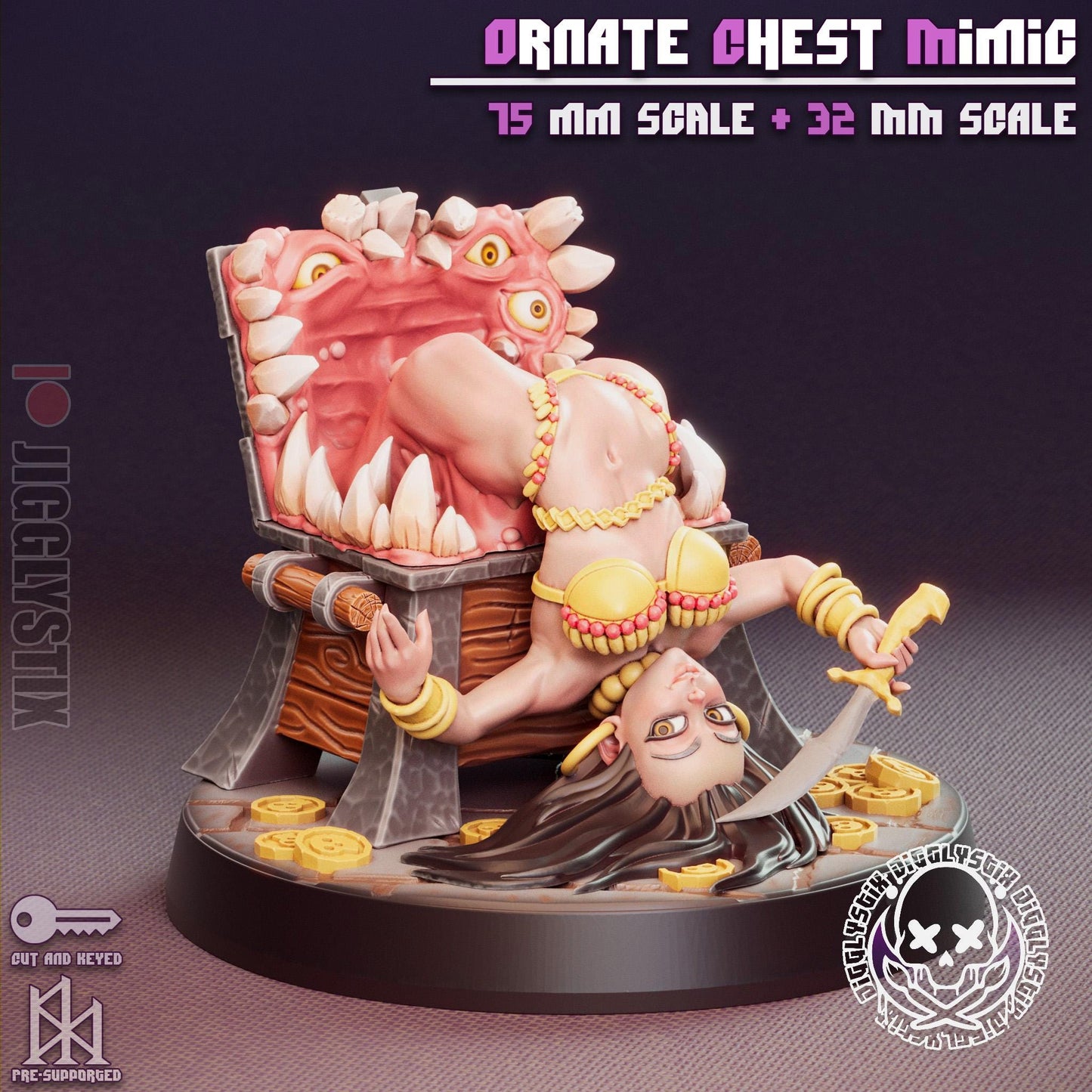 Ornate Chest Mimic Miniature - by Jigglystix