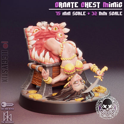 Ornate Chest Mimic Miniature - by Jigglystix