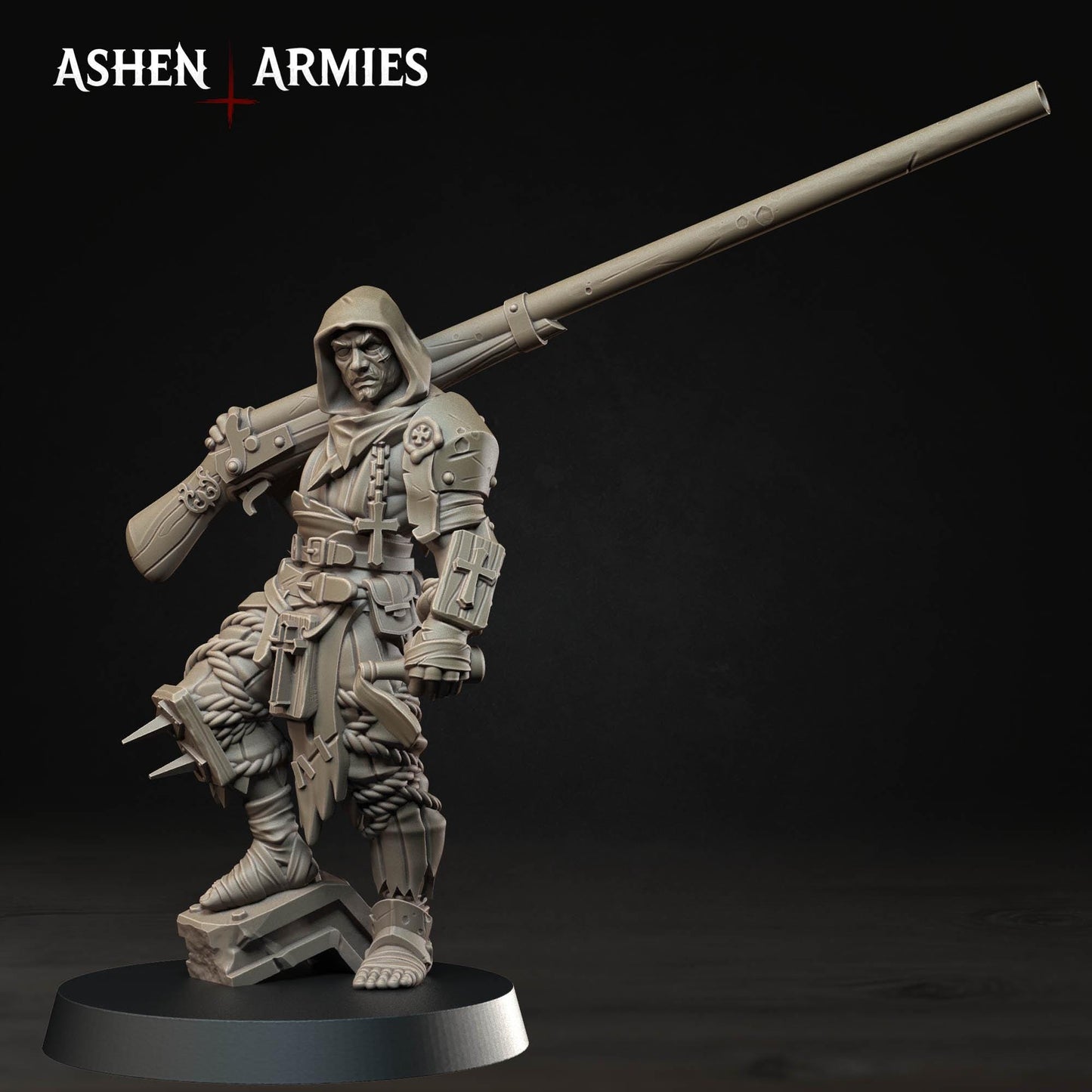 Bleeding Procession Punt Gunner Miniature - Ashen Armies by Bite the Bullet