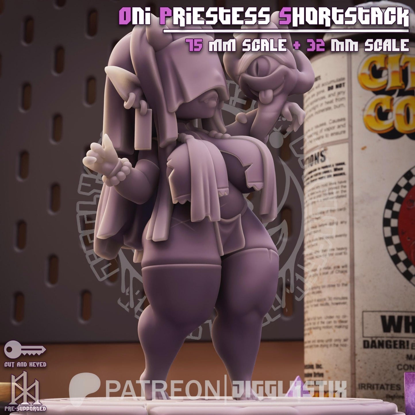 Oni Priestess Girl Shortstack Miniature - by Jigglystix