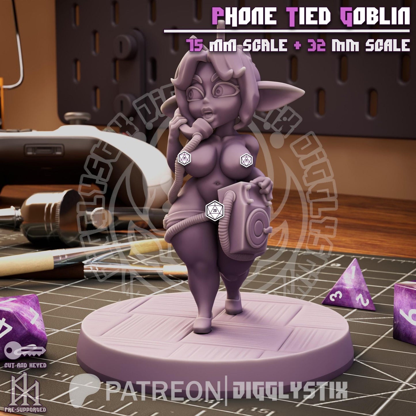 Phone Tied Goblin Miniature - by Jigglystix