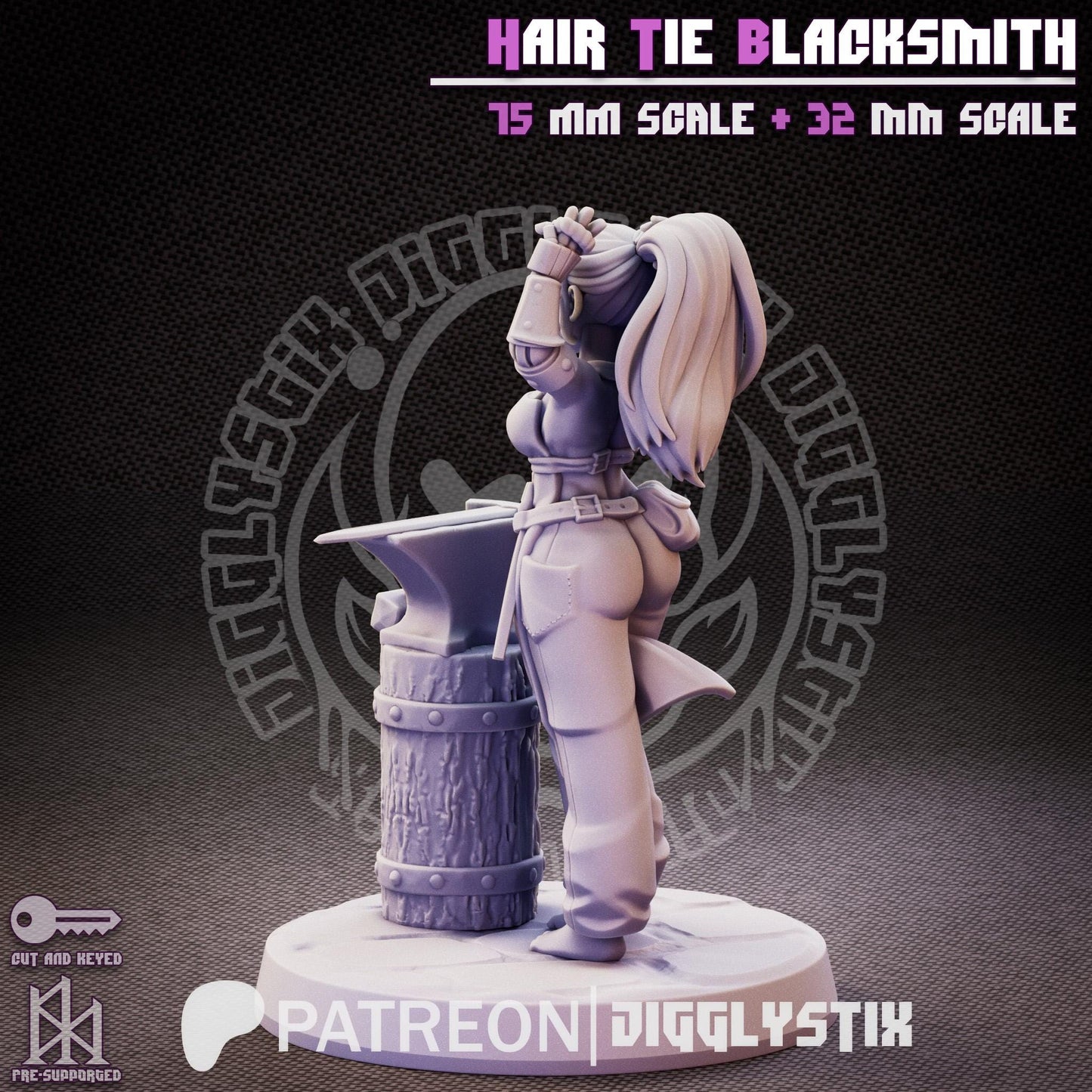 Hair Tie Blacksmith Miniature - by Jigglystix