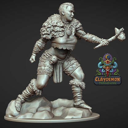 Brani the Tribal Warrior Woman Miniature - by Claydemon Miniatures