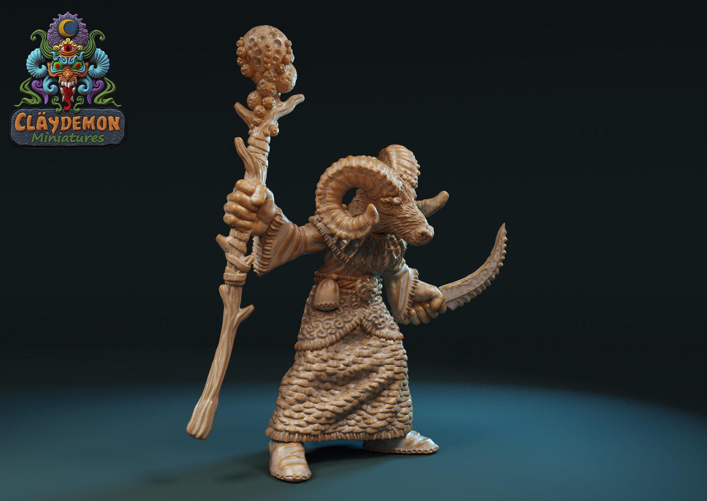 Beastman Shaman Miniature - by Claydemon Miniatures