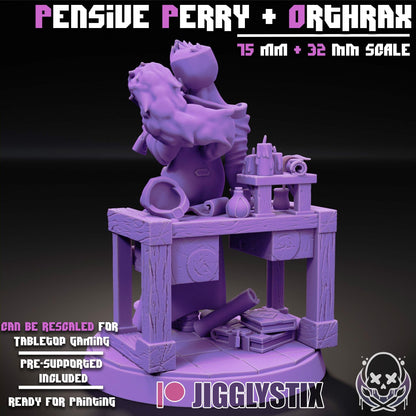 Pensive Perry & Orthrax Miniature - by Jigglystix