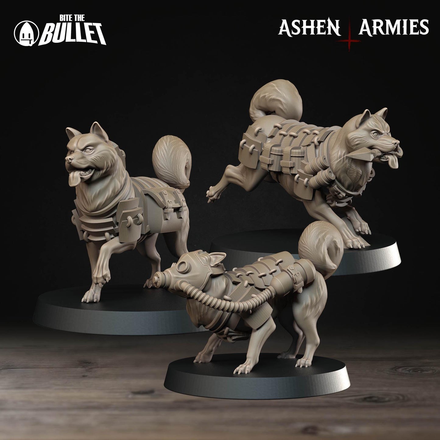 Holy Shogunate Combat Dogs Miniatures - Ashen Armies by Bite the Bullet