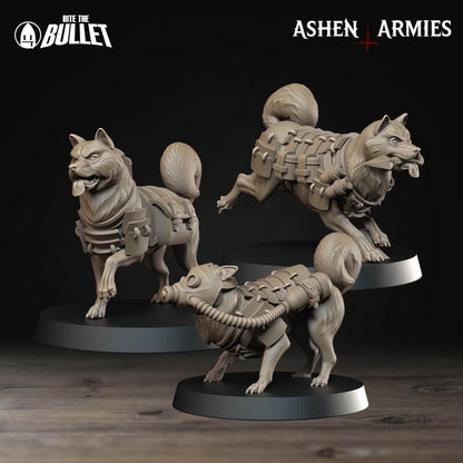 Holy Shogunate Combat Dogs Miniatures - Ashen Armies by Bite the Bullet
