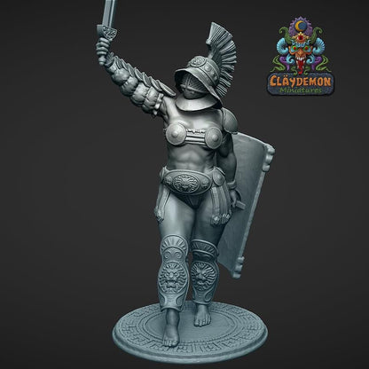 Vitruvia the Gladiator Woman Miniature - by Claydemon Miniatures