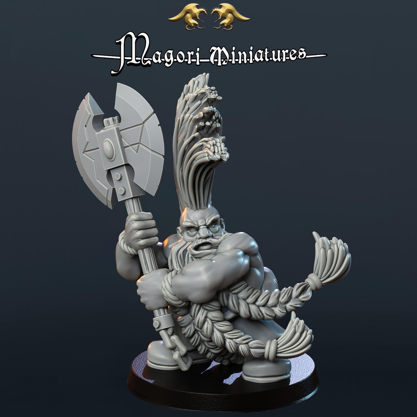 Dwarven Troll Slayer Miniature - by Magori Miniatures