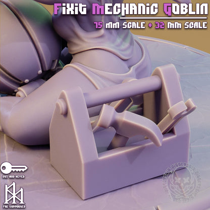 Fixit Mechanic Goblin Miniature - by Jigglystix