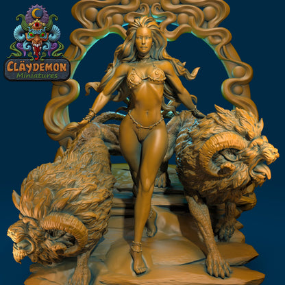 Megaris the Lion Mistress Miniature - by Claydemon Miniatures