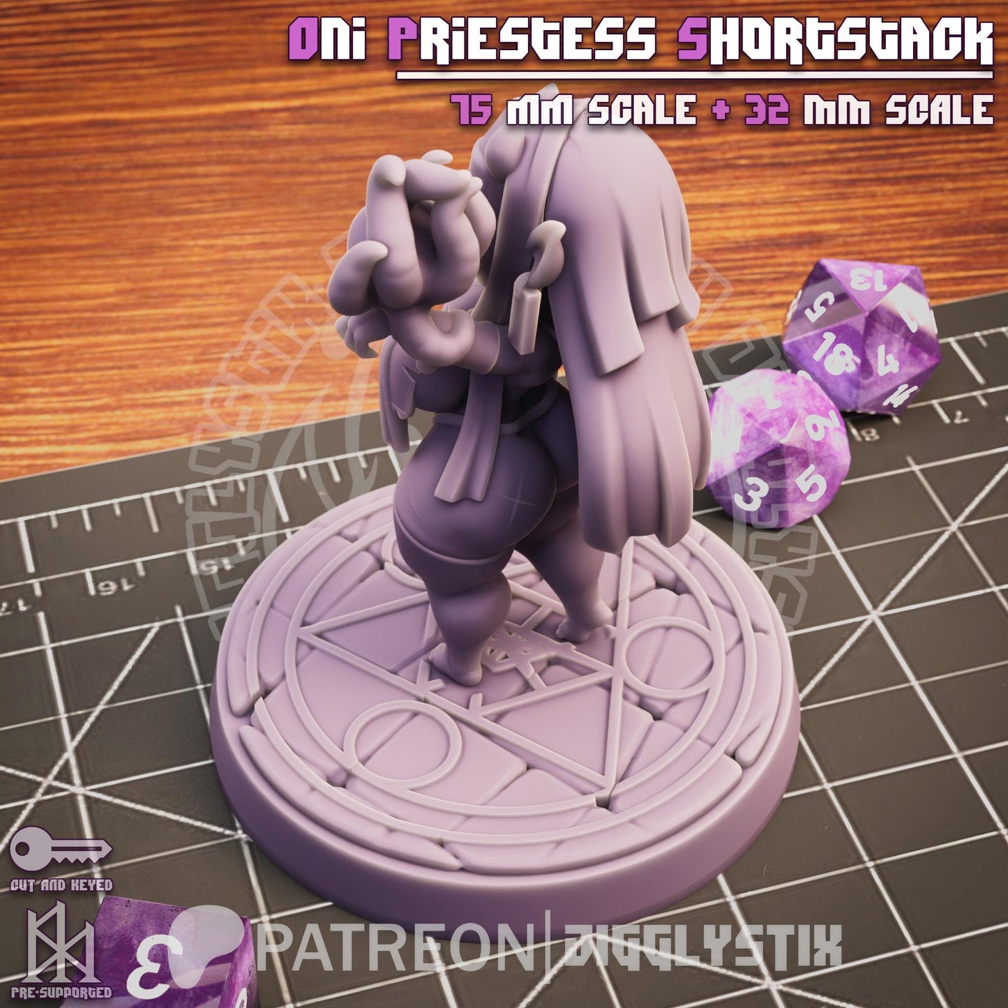 Oni Priestess Girl Shortstack Miniature - by Jigglystix