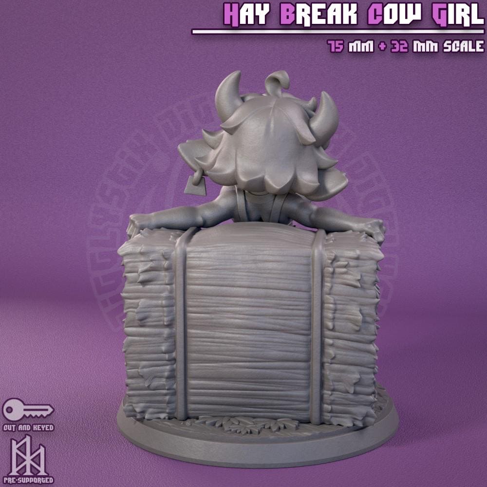 Cow Girl Hay Bale Miniature - by Jigglystix