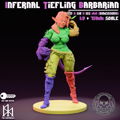 Infernal Tiefling Barbarian Miniature - by Jigglystix