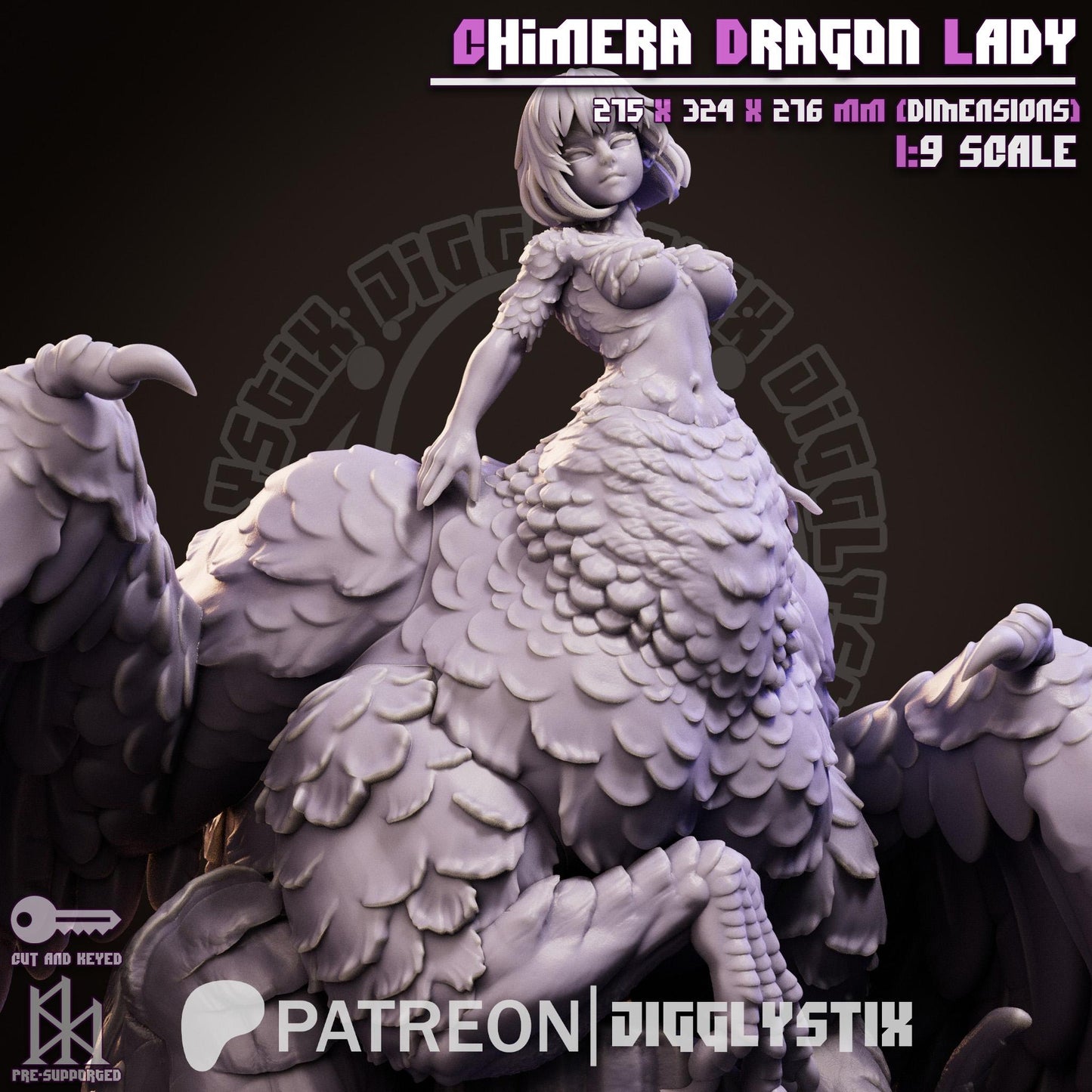 Chimera Dragon Lady Miniature - by Jigglystix