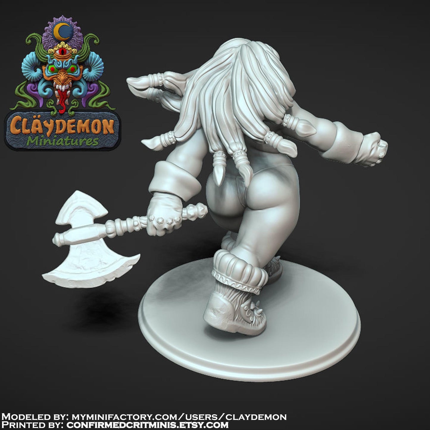 Berka the Dwarf Warrior Woman Miniature - by Claydemon Miniatures