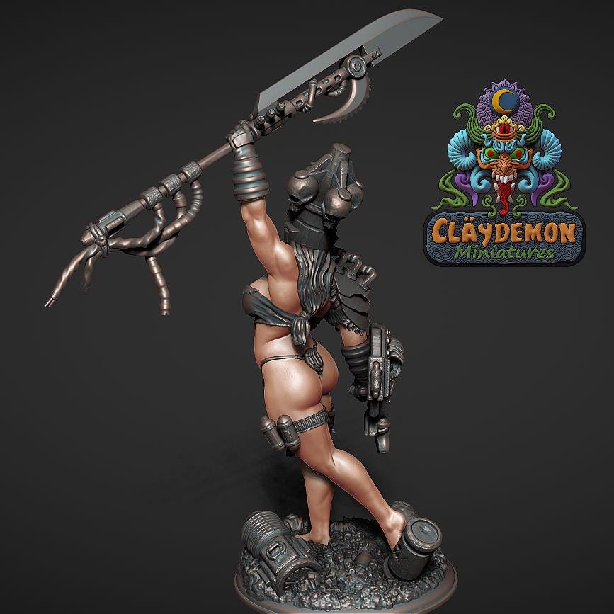 Cerise the Wasteland Champion Woman Miniature - by Claydemon Miniatures