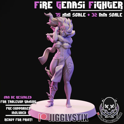 Fire Genasi Fighter Miniature - by Jigglystix