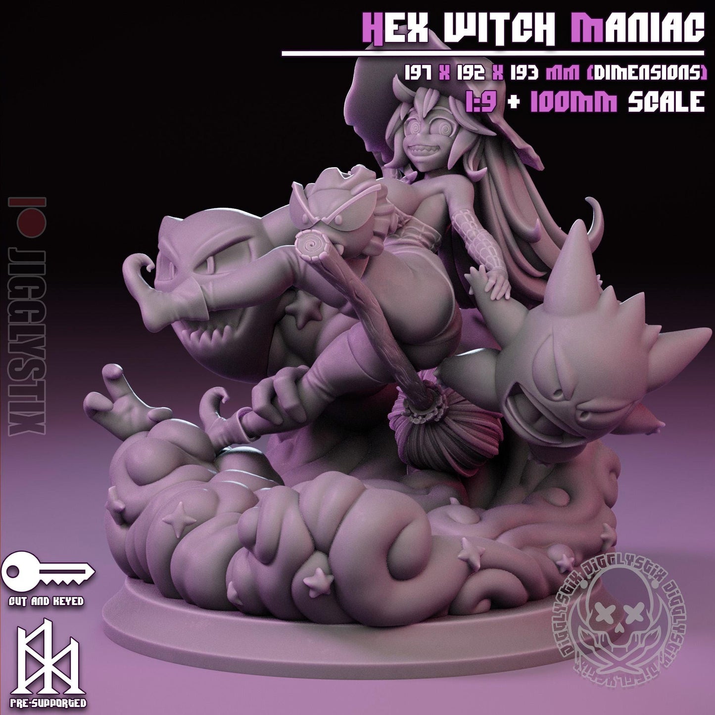 Hex Witch Maniac Miniature - by Jigglystix