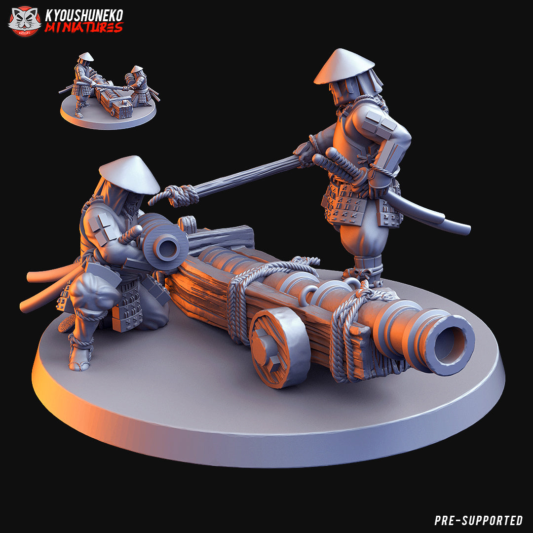 Japanese Ashigaru Cannon Artillery Miniature - by Kyoushuneko Miniatures