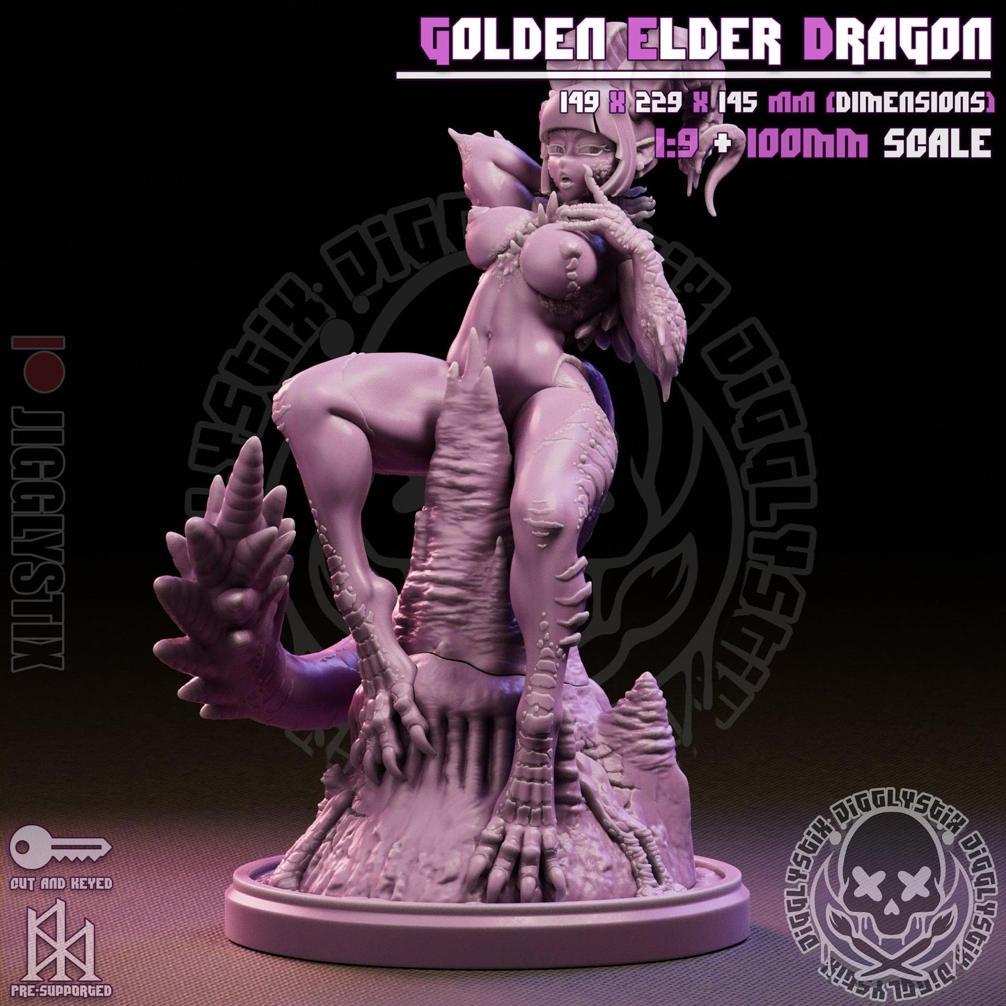 Golden Elder Dragon Lady Miniature - by Jigglystix