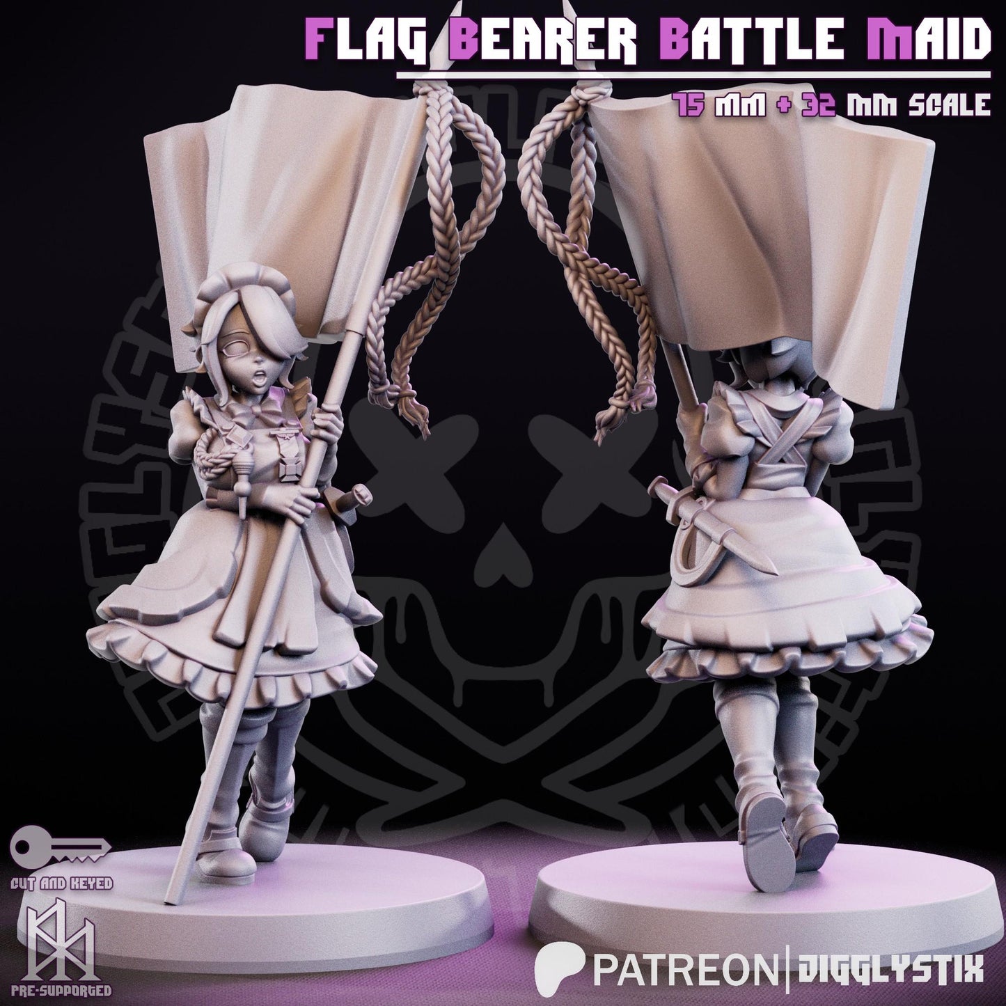 Flag Bearer Battle Maid Miniature - by Jigglystix
