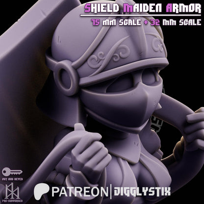 Shield Maiden Impractical Armor Miniature - by Jigglystix