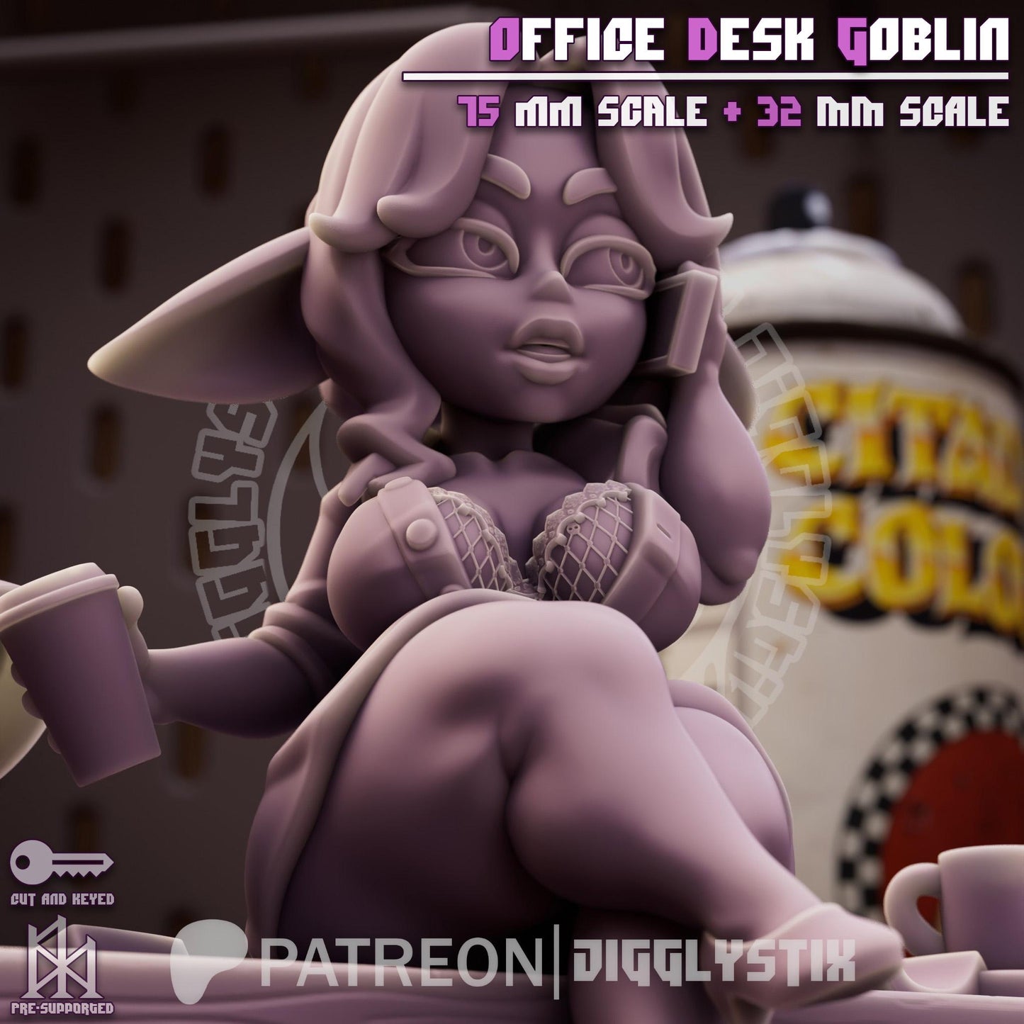 Office Desk Goblin Miniature - by Jigglystix