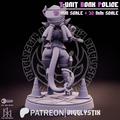 Tiefling Cop T-Unit Bonk Police Miniature - by Jigglystix