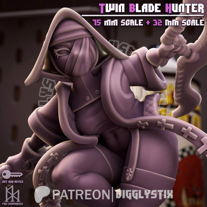 Twin Blade Hunter Miniature - by Jigglystix