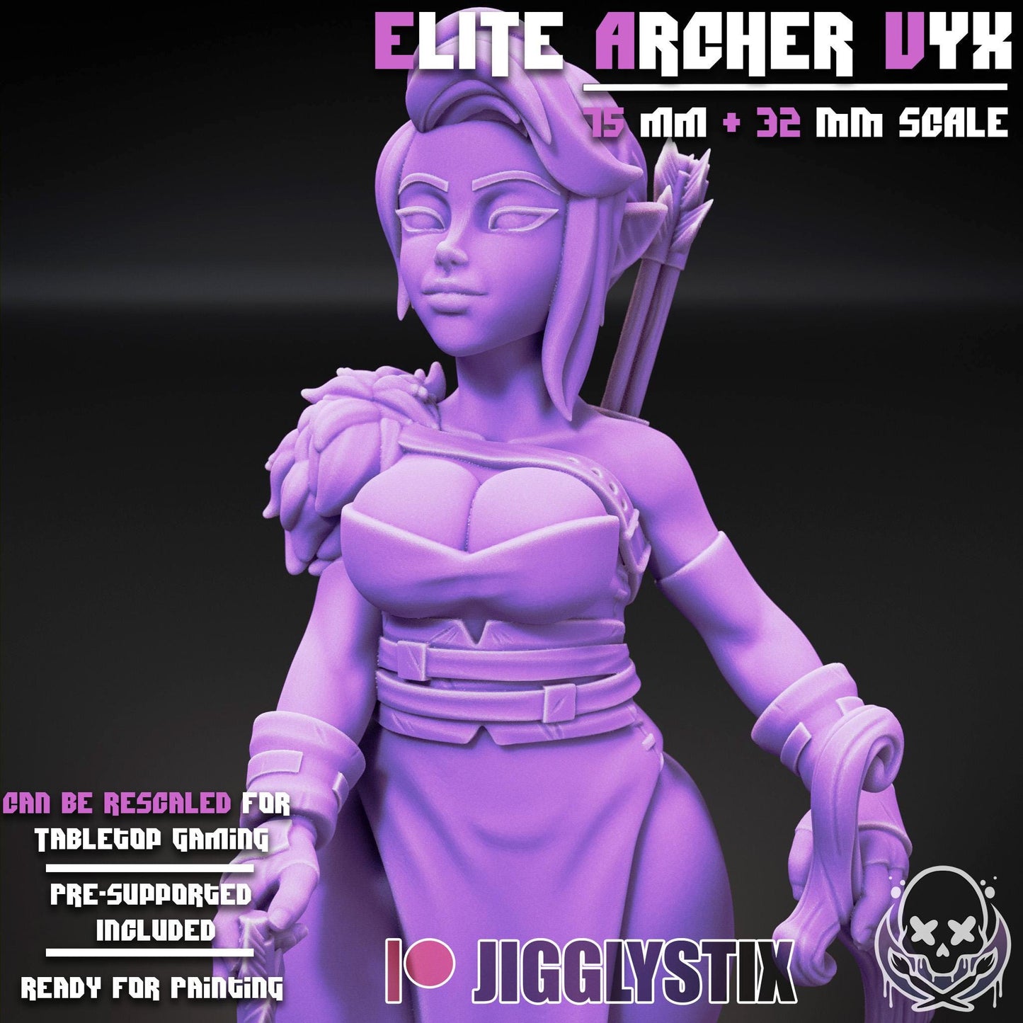 Elite Elven Archer Vyx Miniature - by Jigglystix