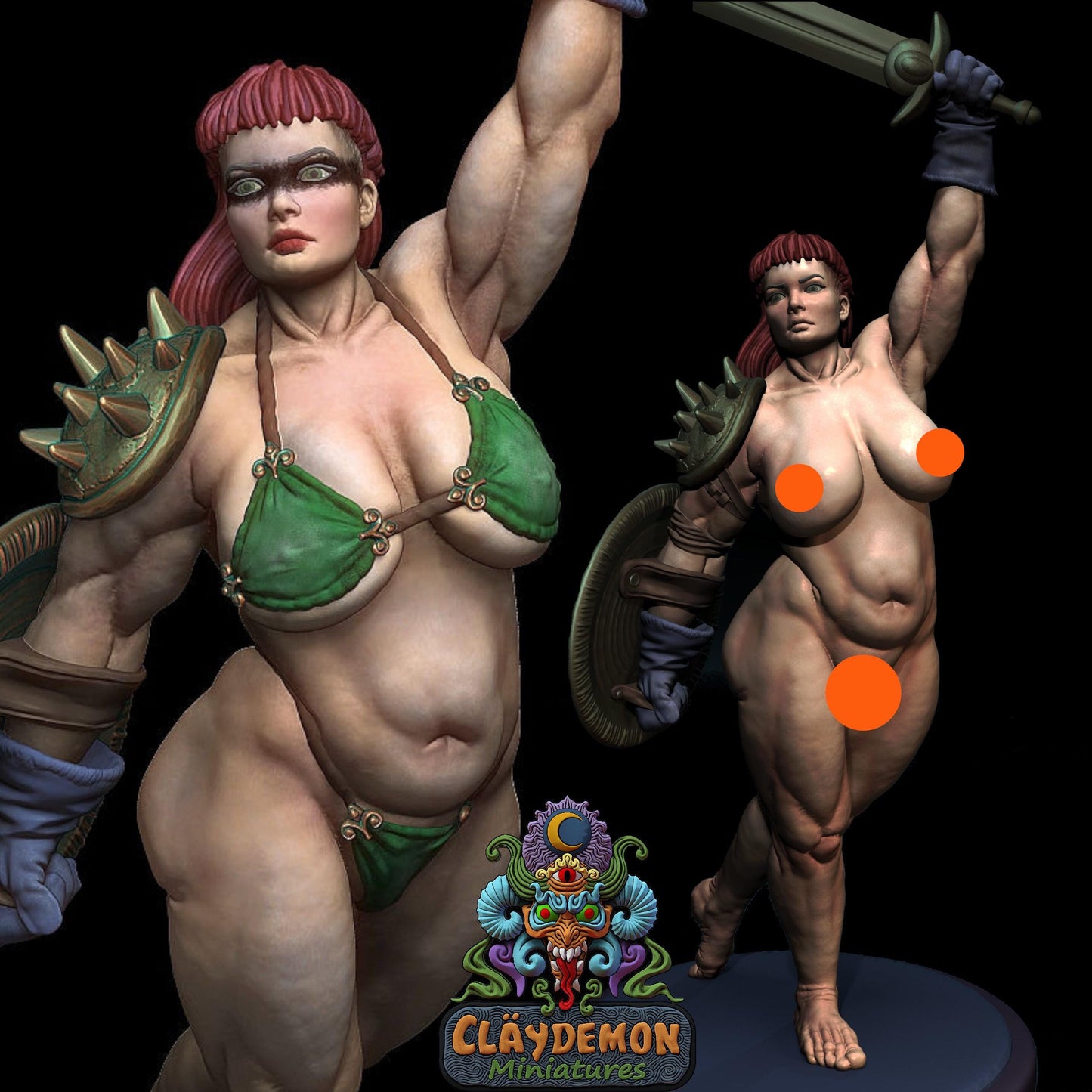 Cerise the Fantasy Champion Woman Miniature - by Claydemon Miniatures