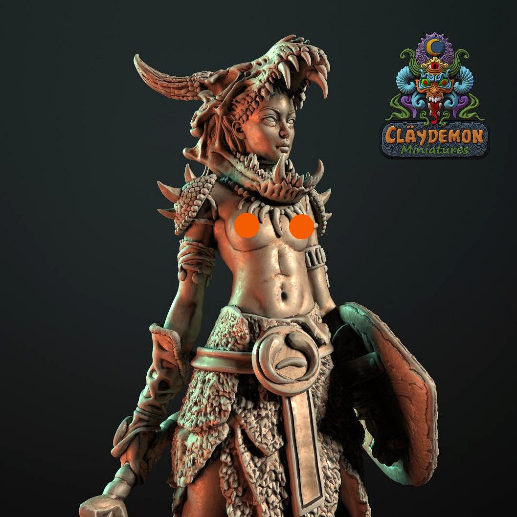 Asanda the Tribal Hunter Woman Miniature - by Claydemon Miniatures