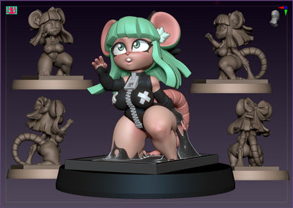 Glue Trap Mouse Girl Miniature - by Jigglystix