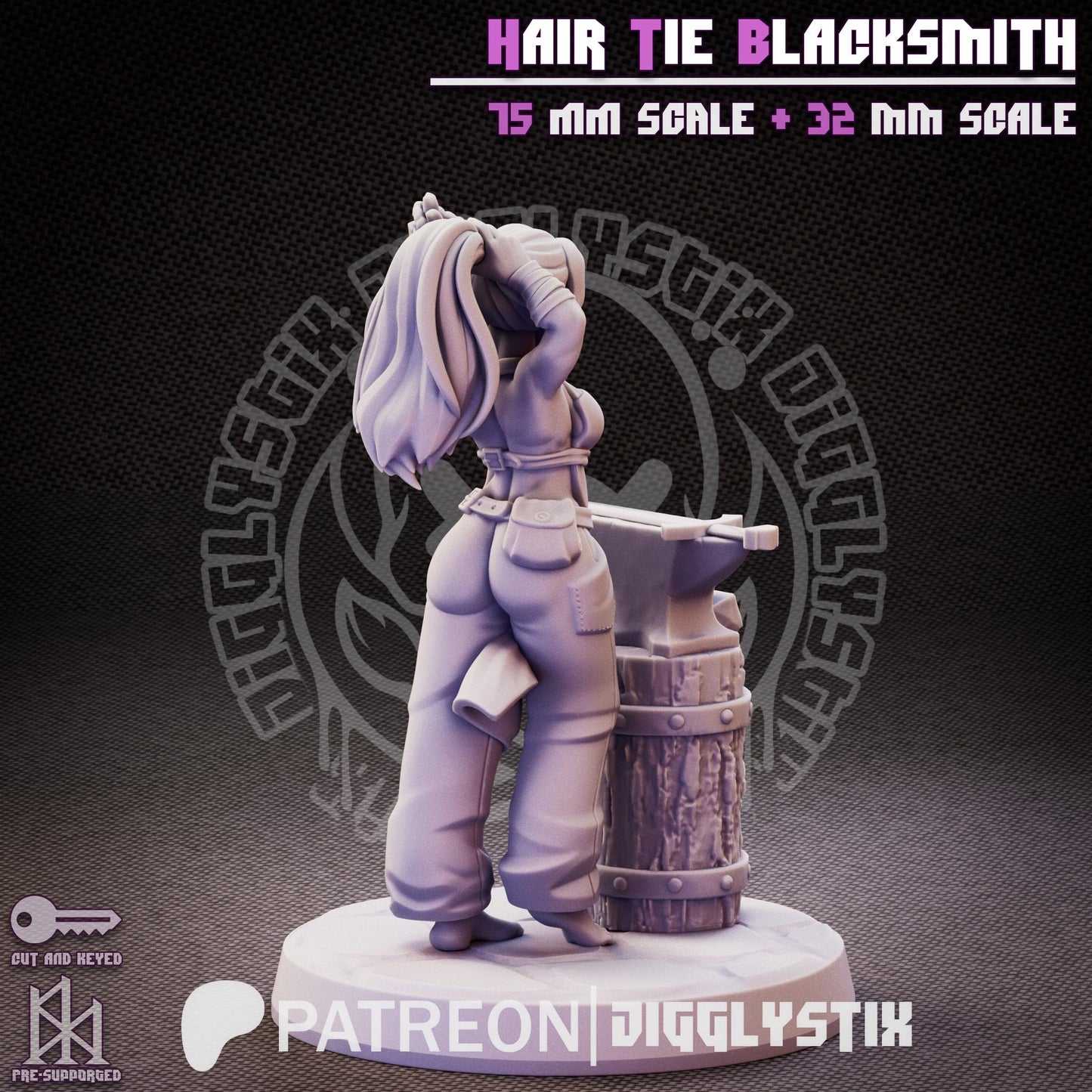 Hair Tie Blacksmith Miniature - by Jigglystix