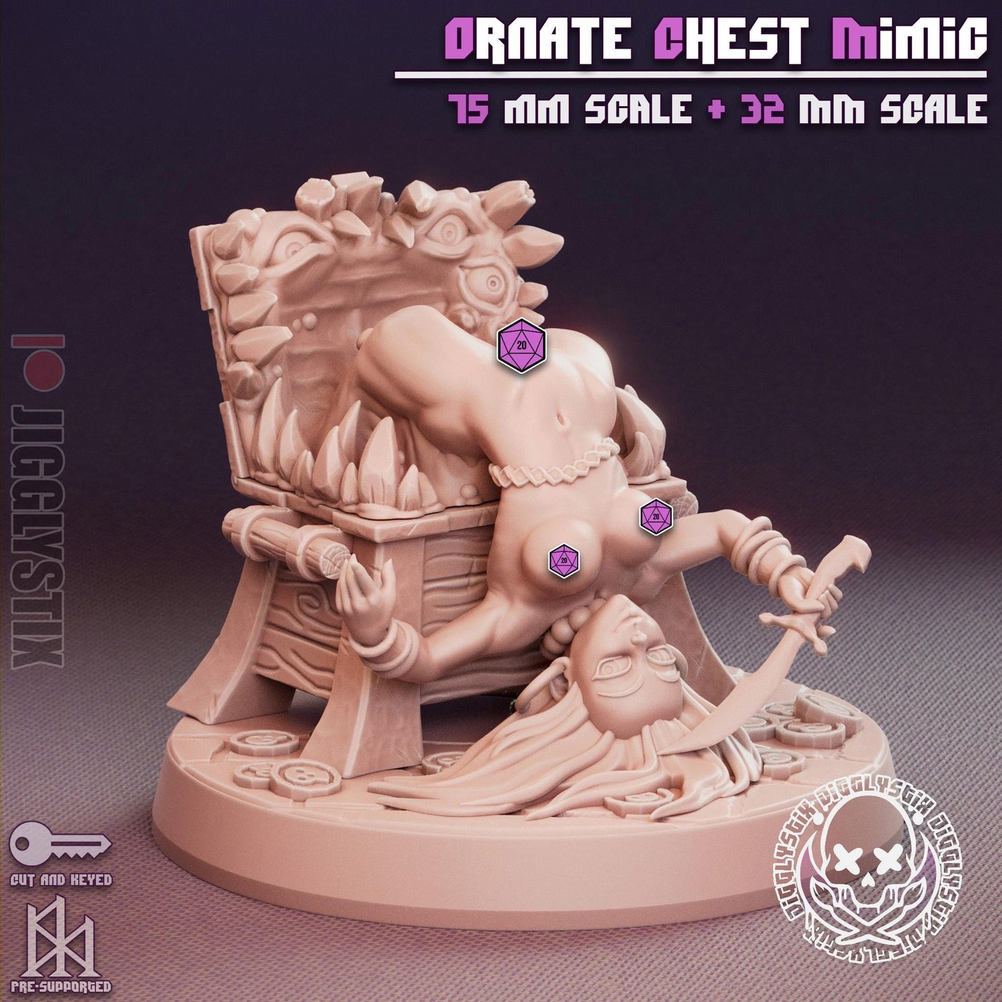 Ornate Chest Mimic Miniature - by Jigglystix