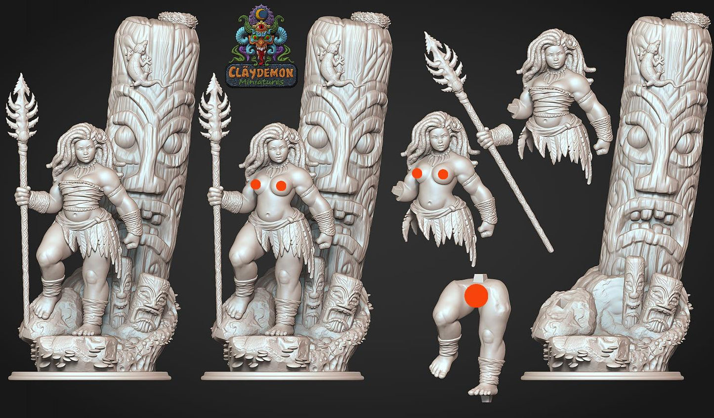 Tehana the Island Warrior Woman Miniature - by Claydemon Miniatures