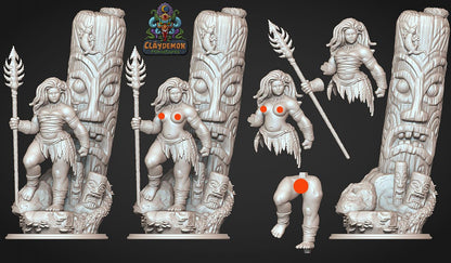 Tehana the Island Warrior Woman Miniature - by Claydemon Miniatures