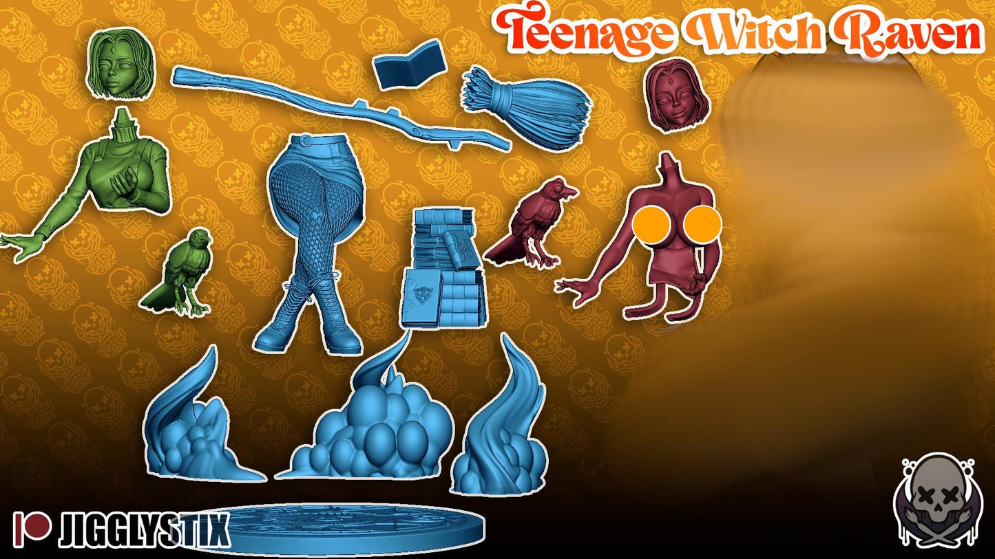 Young Witch Raven Miniature - by Jigglystix