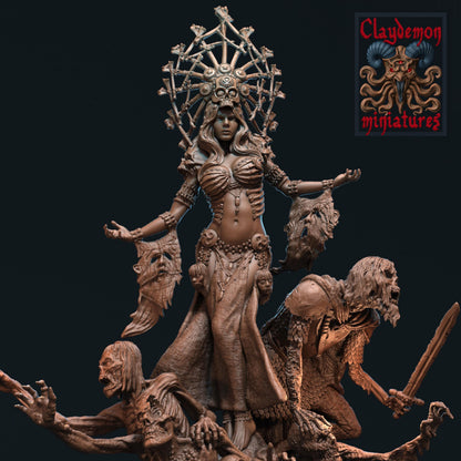 Necromancer Queen Diorama Miniature - by Claydemon Miniatures