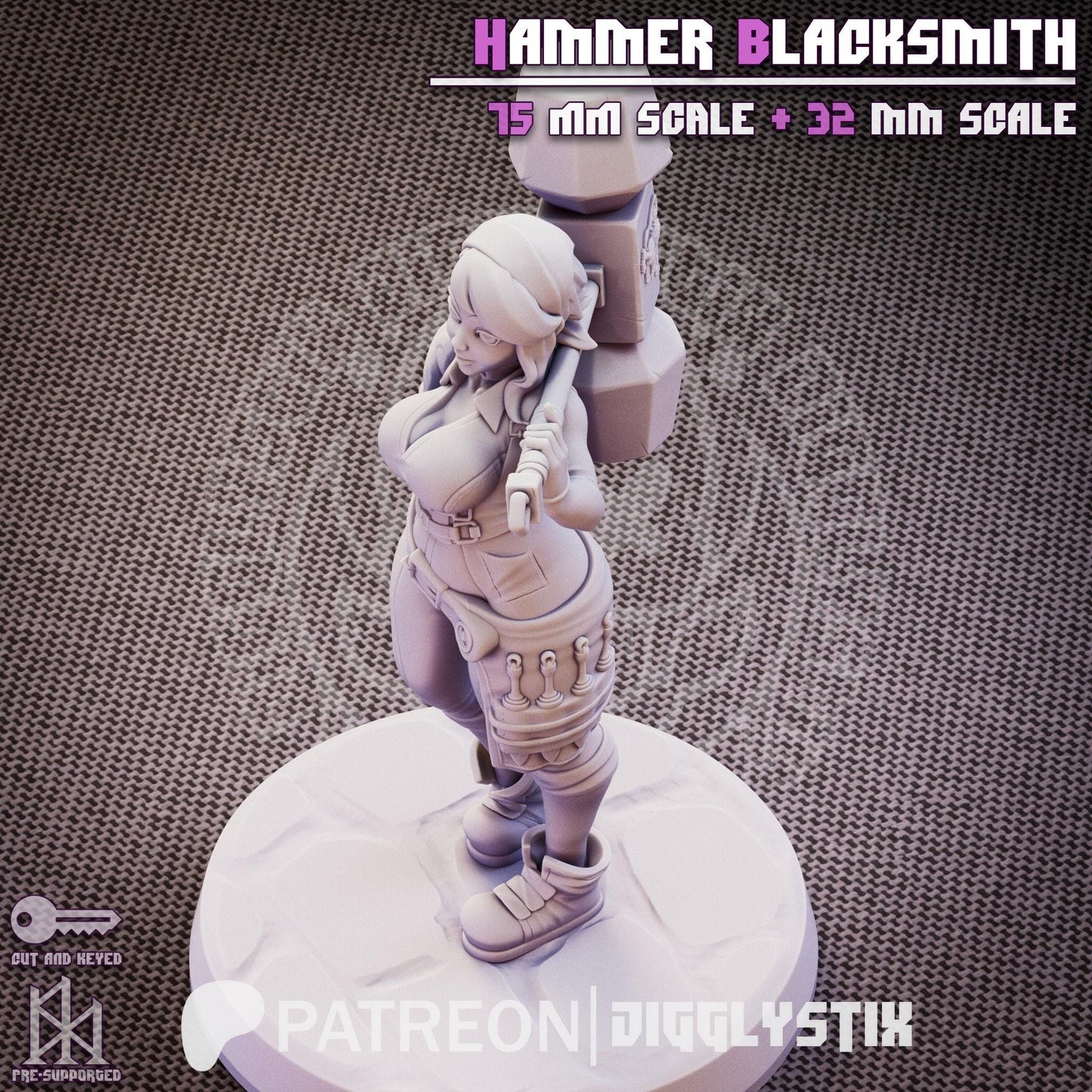 Hammer Blacksmith Miniature - by Jigglystix