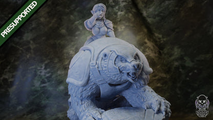 Charging Gnome Paladin Rider Miniature - by Jigglystix