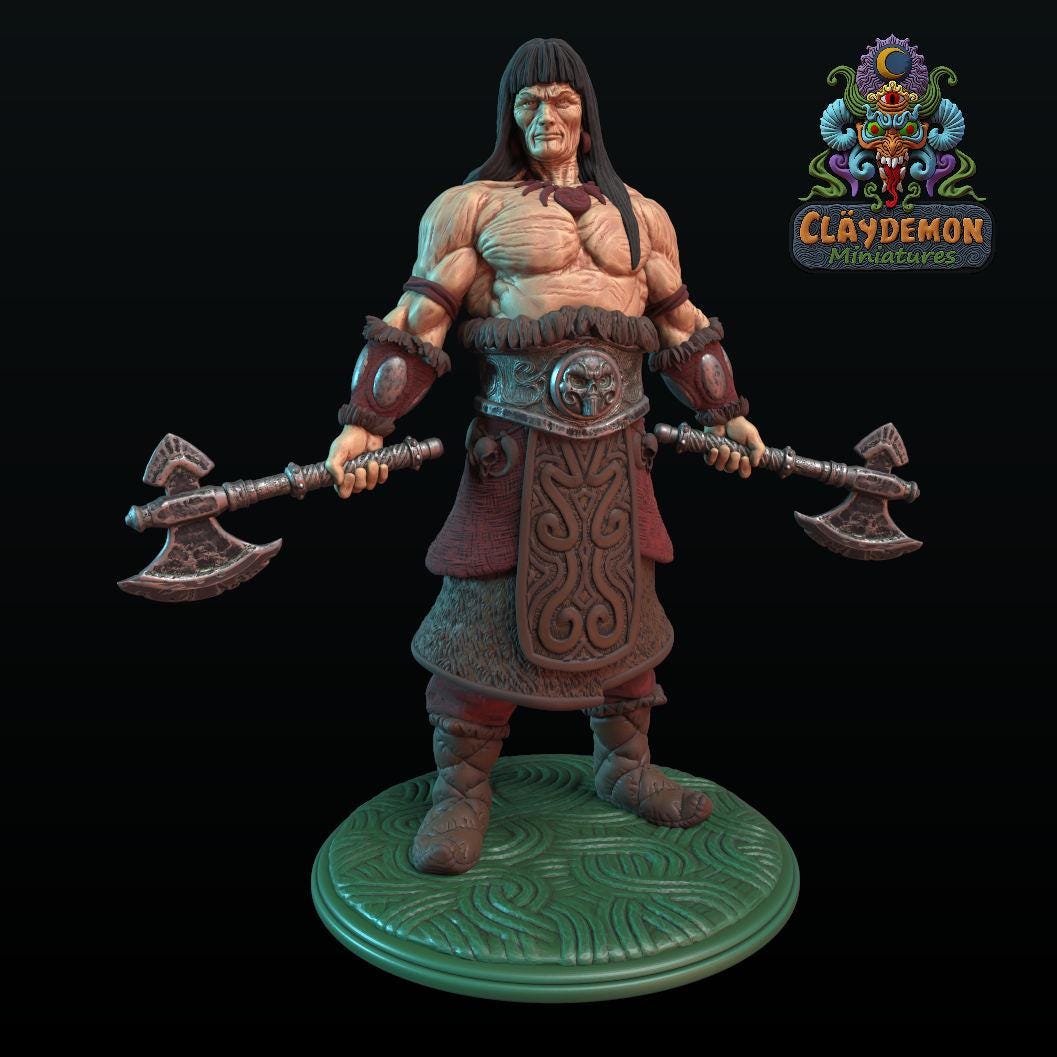 Vagarr the Barbarian Miniature - by Claydemon Miniatures