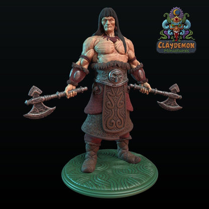 Vagarr the Barbarian Miniature - by Claydemon Miniatures