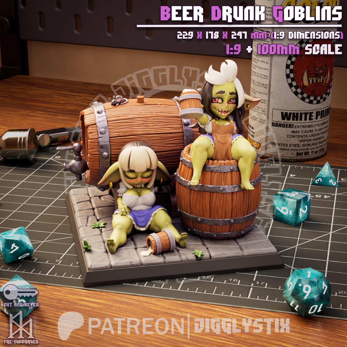 Beer Drunk Goblins Miniature Diorama - by Jigglystix