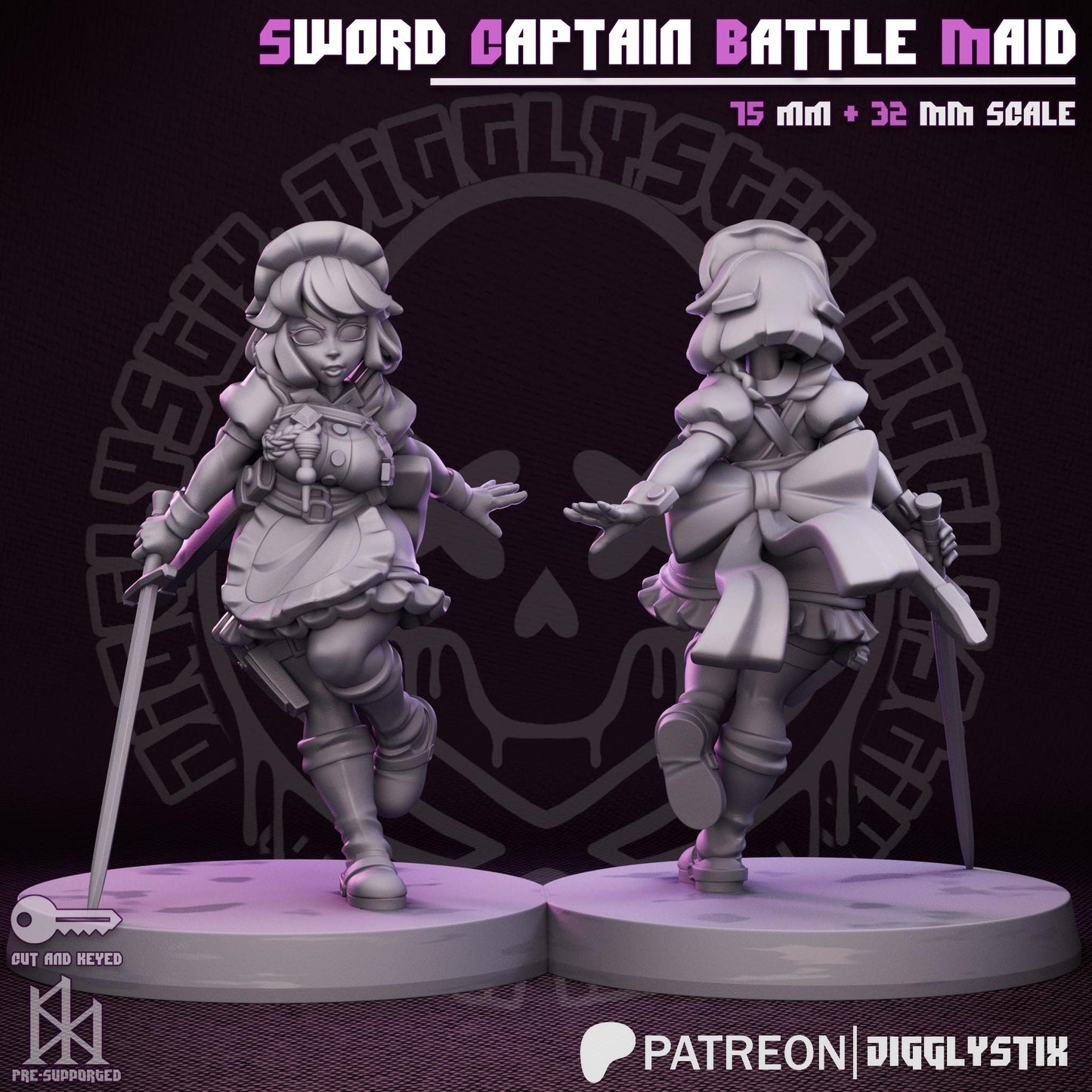 Sword Captain Battle Maid Miniature - by Jigglystix